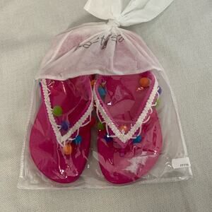 Planet‎ Sea Pink Flip Flops with colorful Pom Poms